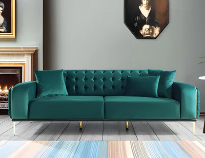 Produktbild von Grün Chesterfield Stoffsofa Couch Couchen Sofa Sitz Sofas Polster Textil Neu