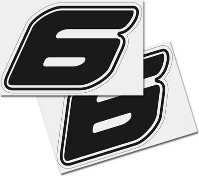 Produktbild von Startnummer Aufkleber 2er Set, Schrift Assen, # 6 schwarz