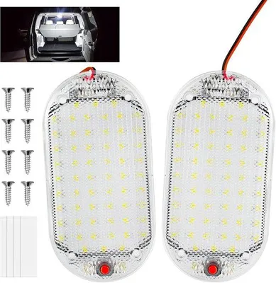 Immagine prodotto di Striscia luminosa a LED, 2 pezzi da 48 LED, 12 V 5 W, con interruttore, striscia luminosa bianca da 800 lm, adatta per auto/camion/camper/barche/autobus/veicoli.