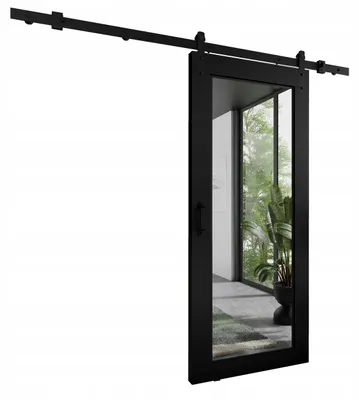 Produktbild von KierMoebel Schiebetür Komplettset LOFT ADIO 7 Schwarz 76x205x3,2 cm, Wohnzimmer Schiebetür