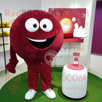 Obrázok produktu pre Kostýmová postava maskota REDBROKOLY, golfová guľa v odtieni marhúňovej farby, oblečená v dlhým rukávom tričku a s kabelkou