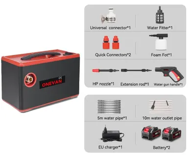 Image de Nettoyeur haute pression électrique sans fil, 4000 W, nettoyage haute pression, 2 batteries, prise 1EU