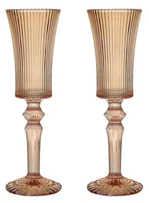 2 Champagnergläser 140 ml, Bernstein, Kristallglas, 22 cm