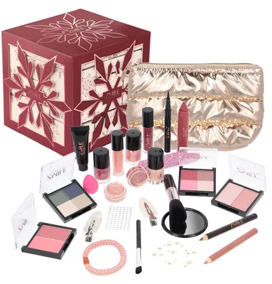 Produktbild von Beauty Adventskalender SNOWFLAKE PUZZLE CUBE RED 24 Überraschungen zum Schminken und Stylen im neuem Puzzle Cube-Adventskalender mit veganer Kosmetik