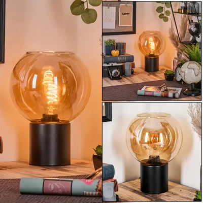 Produktbild von Cesaro Tischlampe aus Metall/Glas in Schwarz/Bernsteinfarben