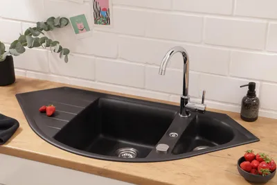 Produktbild von Küchenspüle Einbauspüle Spüle Granit Massiv 110 x 52 Schwarz Respekta Arlington
