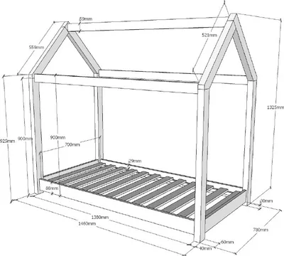 Image de Vipack lit de maison surface de couchage 70 x 140 cm nature