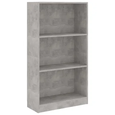 Immagine prodotto di vidaXL Libreria a 3 ripiani, grigio cemento, 60x24x109 cm, materiale a base di legno