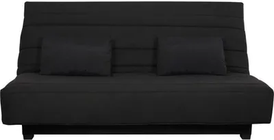 Image de Banquette Clic Clac, 2 Places, Tissu Noir, Matelas DUNLOPILLO, Couchage 188x128 cm, Coffre de Rangement