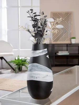 Produktbild von Gilde Vase, rund, Escovus, Keramik, schwarz, VE 2, D. 14 cm Höhe: 28.50 cm Durchmesser: 14.00 cm 58545