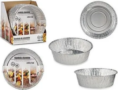 Obrázok produktu pre Sada podnosov S3606019 Strieborná farba Strieborný hliník (2 kusy) (25 x 8 x 25 cm) (Ø 20 x 7 cm)