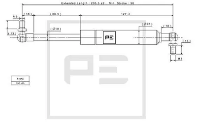 Produktbild von PETERS ENNEPETAL Gasdruckfeder Dämpfer 205,5mm 290.001-00A