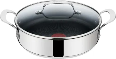 Produktbild von Tefal E30 Jamie Oliver Servierpfanne 25 cm Induktion mit Deckel 2 tlg. mit 2 Seitengriffen Servier-Pfanne Antihaft, Edelstahl, Spülmaschinenfest