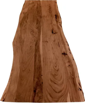 Produktbild von Holzplatte 180x60 cm Curt, Tischplatte aus Akazienholz massiv + nussbaumfarben, Baumkanten-Platte für Heimwerker, geeignet für Arbeitsplatten, Tische & Fensterbretter
