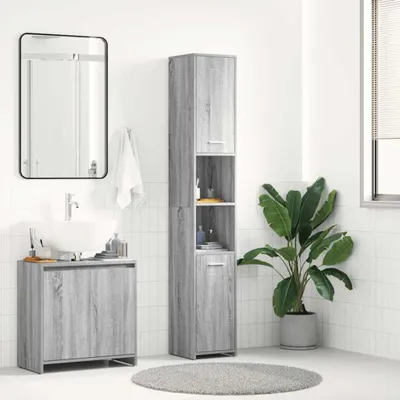 Obrázek produktu pro vidaXL Koupelnová skříňka Grey Sonoma 30x30x183,5 cm Dřevěný materiál