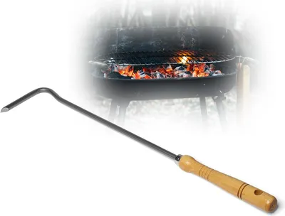 Produktbild von Feuerhaken mit Holzgriff Schüreisen Schürhaken Glutkratzer Kaminzubehör Kaminbesteck Stocheisen Aschenkratzer (1, Feuerhaken)