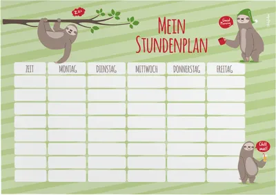 Produktbild von Stundenplan für Kinder mit Faultier-Motiv - Magnetischer Wochenplaner beschreibbar & abwischbar