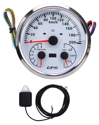 Produktbild von 110 mm GPS-Kilometerzähler 0 bis 200 km/h, multifunktionaler Drehzahlmesser mit 8000 U/min, E-1/4-1/2-3/4-F, Kraftstoffstandsanzeige mit Blinkern für