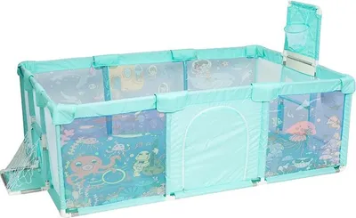 Immagine prodotto di Parco giochi, design a cartoni animati, barriere di sicurezza regolabili, oceano verde-L