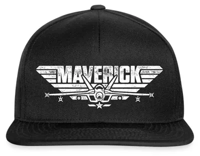 Produktbild von Spreadshirt Top Gun Maverick Kampfjet Logo Snapback Cap, One size, Schwarz/Schwarz