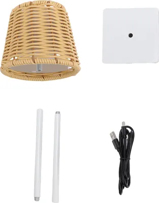 Image de Lampe de table LED, tissu en rotin PC, 120 lm, 3 couleurs,tactile, rechargeable, veilleuse de chevet pour salon, chambre à coucher, bar, blanc