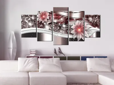 Image de Tableau acoustique Fleurs 200 x 100 cm Tableau en 5 parties Mousse acoustique Absorbeur acoustique haute performance Isolation acoustique Toile 5 parties Tableau mural Acoustique intérieure Isolation acoustique b-A-0266-b-o