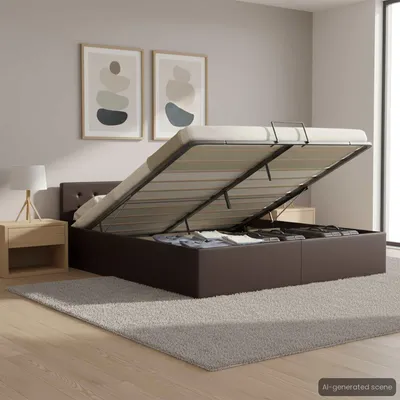 Produktbild von Maison Exclusive - Stauraumbett Hydraulisch Grau Kunstleder 160×200cm