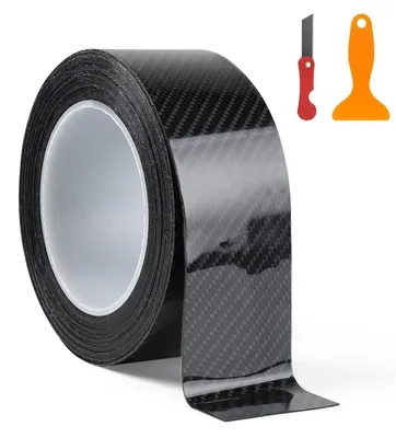 Productafbeelding van Zwarte, glanzende carbonfolie voor auto's, 5 cm x 10 meter, zelfklevend, lakbeschermfolie