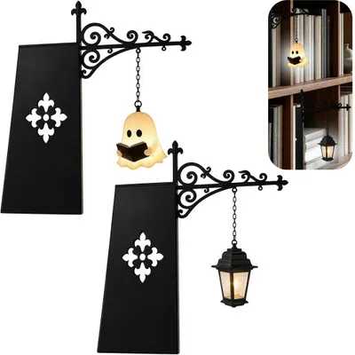 Produktbild von 2er Vintage Schreibtischlampe, Kabellose Dekorative Buchstütze, Bücherregal Lampe für Arbeitszimmer, Wohnzimmer, Leseecke