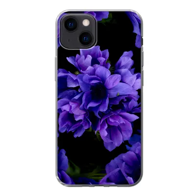 Produktbild von MuchoWow® Handyhülle Schutzhülle Hülle für iPhone 13 Muster - Blumen - Lila Silikon Softcase Handy Hülle - Karteninhaber