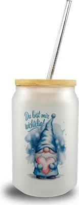 Produktbild von Du bist mir wichtelig! Wichtel Trinkglas mit Bambusdeckel