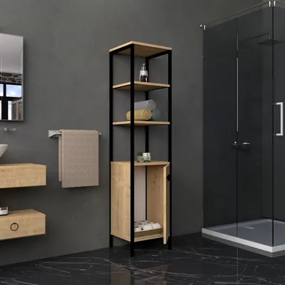 Immagine prodotto di Sabaudia - Mobile Colonna, 162x34x38h cm Marrone Rovere, 3 Ripiani