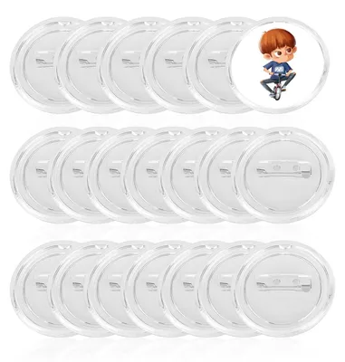 20 Acryl-Anstecknadeln, transparent, rund, 37 mm, DIY-Bastelzubehör