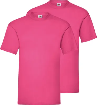 Produktbild von Doppelpack Fruit of the Loom Valueweight T-Shirt + GRATIS MyShirt Stoffbeutel Farbe: fuchsia Größe: XL