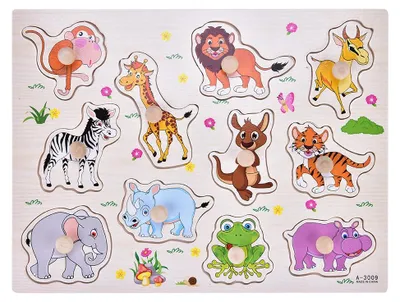 Produktbild von 1Set pädagogisches Holzpuzzle für Kinder, interessante Requisiten für das frühe Lernen (Tiere)