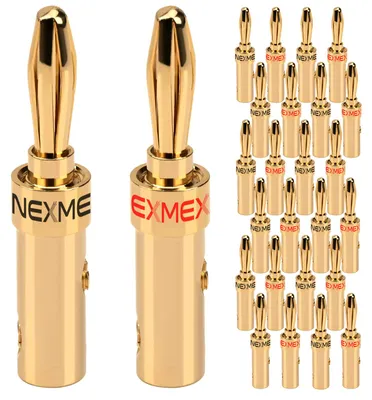 Produktbild von Bananenstecker 4mm schraubbar vergoldet 28x NEXMEX Stecker für Lautsprecherkabel
