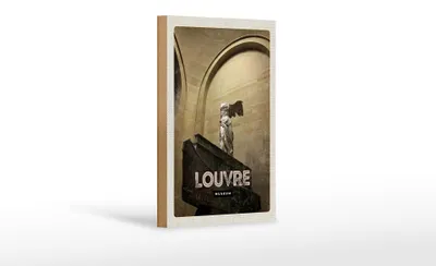 Produktbild von Holzschild Reise 12x18 cm Retro Louvre Museum Paris Palast Dekoration