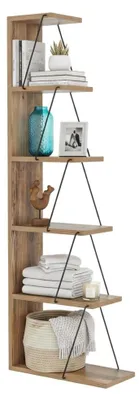 Produktbild von Bücherregal Dpallanc, Büroregal, Mobiler Buchhalter, Bücherbrett, 50x22h150 cm, Eiche und Schwarz