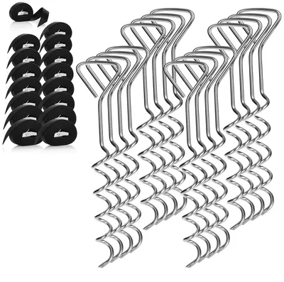 Productafbeelding van COM-FOUR® 32-delige set tentbodemankers met spanband, voor het veilig vastzetten van de tent, zilverkleurig