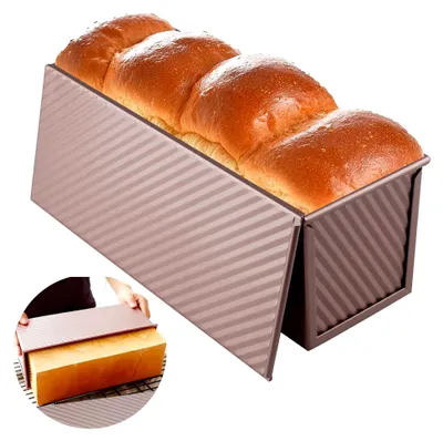 Produktbild von Toastbrot Backform mit Deckel 1000g Teig, Antihaft Kastenform in Roségold