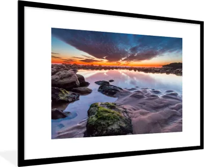 Produktbild von MuchoWow® Gerahmtes Poster Felsen - Wasser - Natur 90x60 cm - Poster mit Schwarzem Bilderrahmen Wandposter Rahmen Foto Bilder - Wanddekoration - Fotos
