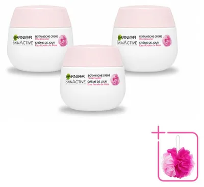 Productafbeelding van 3 x Garnier SkinActive Botanische Dagcrème met rozenwater voor droge en gevoelige huid, 50 ml - Voordelingsverpakking - 3 stuks