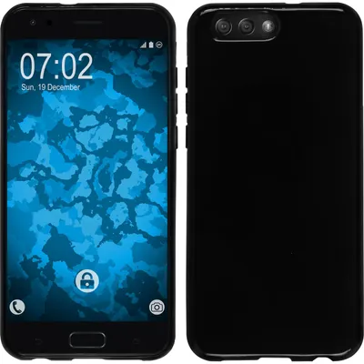 A black smartphone case shown from the front and back.