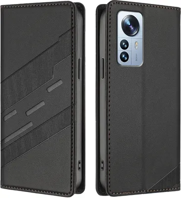 Immagine prodotto di Custodia per Xiaomi 12 Pro/Xiaomi 12S Pro, custodia a portafoglio in Finto cuoio con slot per schede e funzione stand Schwarz