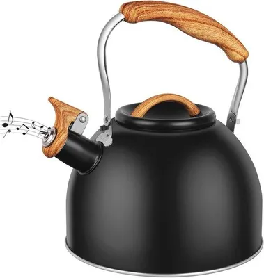 Image de Cafetière en acier inoxydable de 3 litres avec poignée en bois et bec verseur haut, bouilloire rétro pour la cuisine