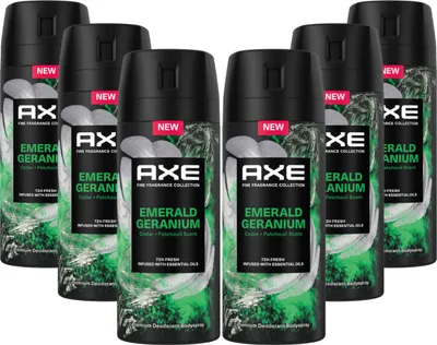Produktbild von Axe Premium Bodyspray Emerald Geranium Deo ohne Aluminiumsalze mit 72 Stunden Schutz gegen Körpergeruch 150 ml 6 Stück