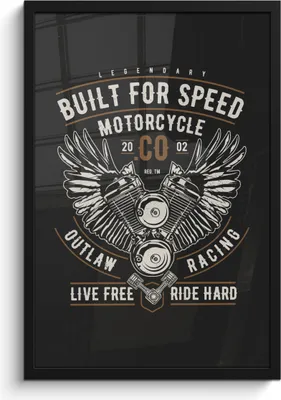 Produktbild von MuchoWow® MuchoWow® Gerahmtes Poster Mancave - Motor - Flügel - Vintage 40x60 cm - Poster mit zchwarzem Bilderrahmen - Papierdruck - Wandbilder