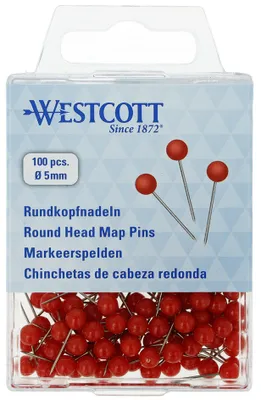 Produktbild von WESTCOTT Markierungsnadeln Größe 5 rot 100 Stück