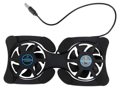 Obrázok produktu pre Chladiaca podložka na notebook s 2 ventilátormi, USB, 32x14,5x2 cm, čierna