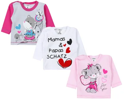 Produktbild von TupTam Uni Baby Langarmshirt mit Spruch Aufdruck 3er Set, Farbe: Mädchen, Größe: 62